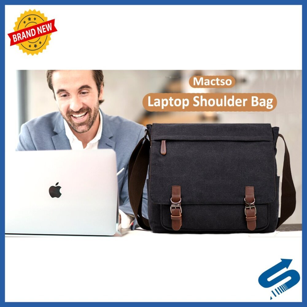Canvas Messenger Bag Vintage Minimalist Travel Satchel Laptop Shoulder Bag - Picture 7 of 7